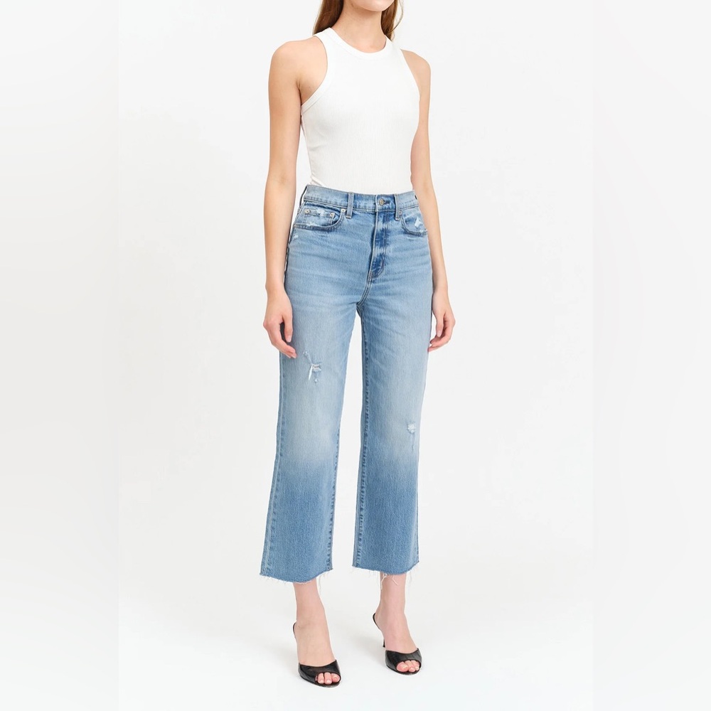 DAZE Sundaze Jeans Marina Vintage Wash | High Rise Distressed Frayed Hem Denim